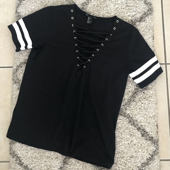 Forever 21 Tops - F21 Lace-Up Tee